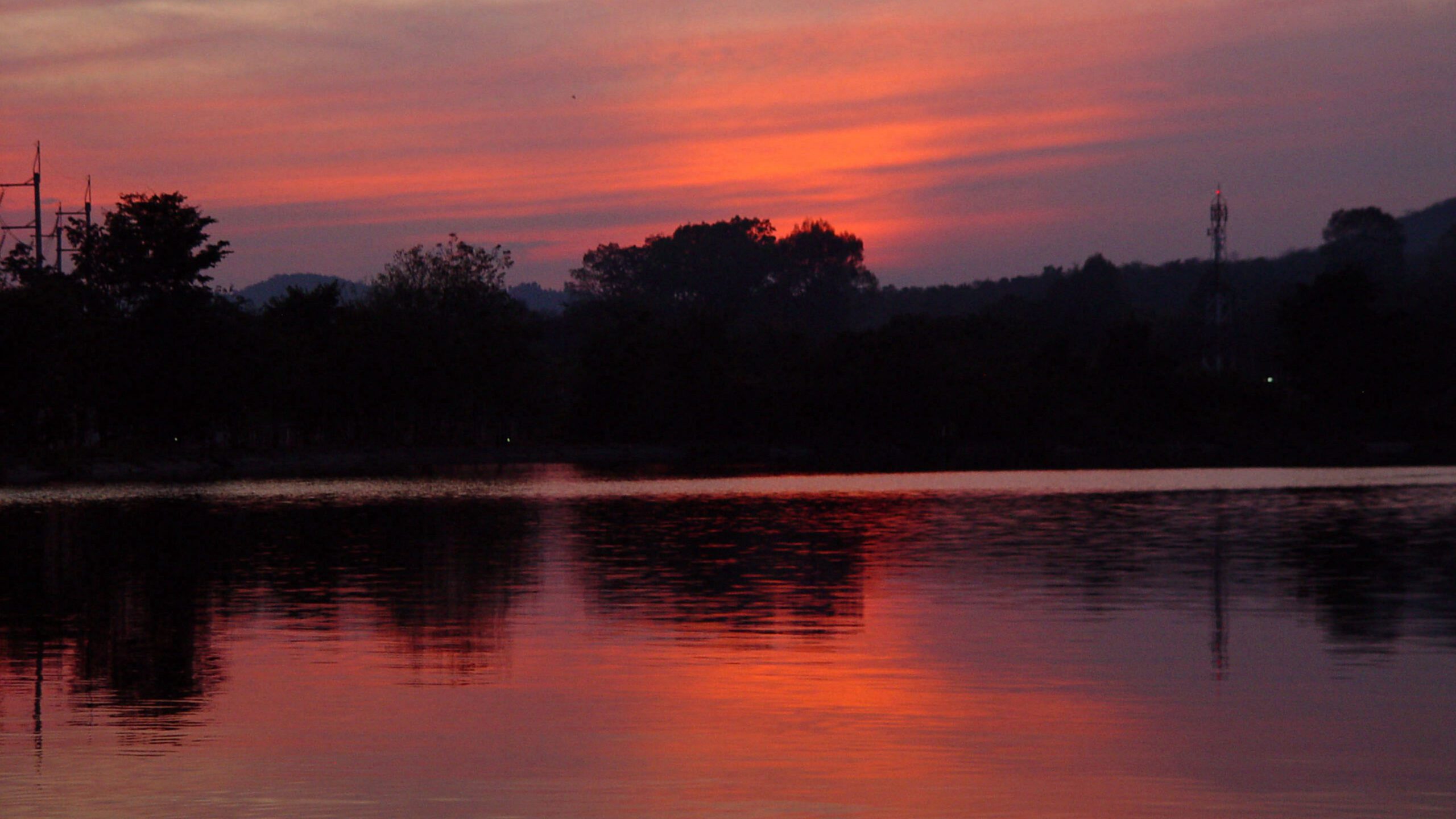 Orange Sunset Lake Reflection 4K Wallpaper