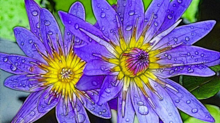Purple Lotus with Water Drops Artistic QHD Wallpaper
