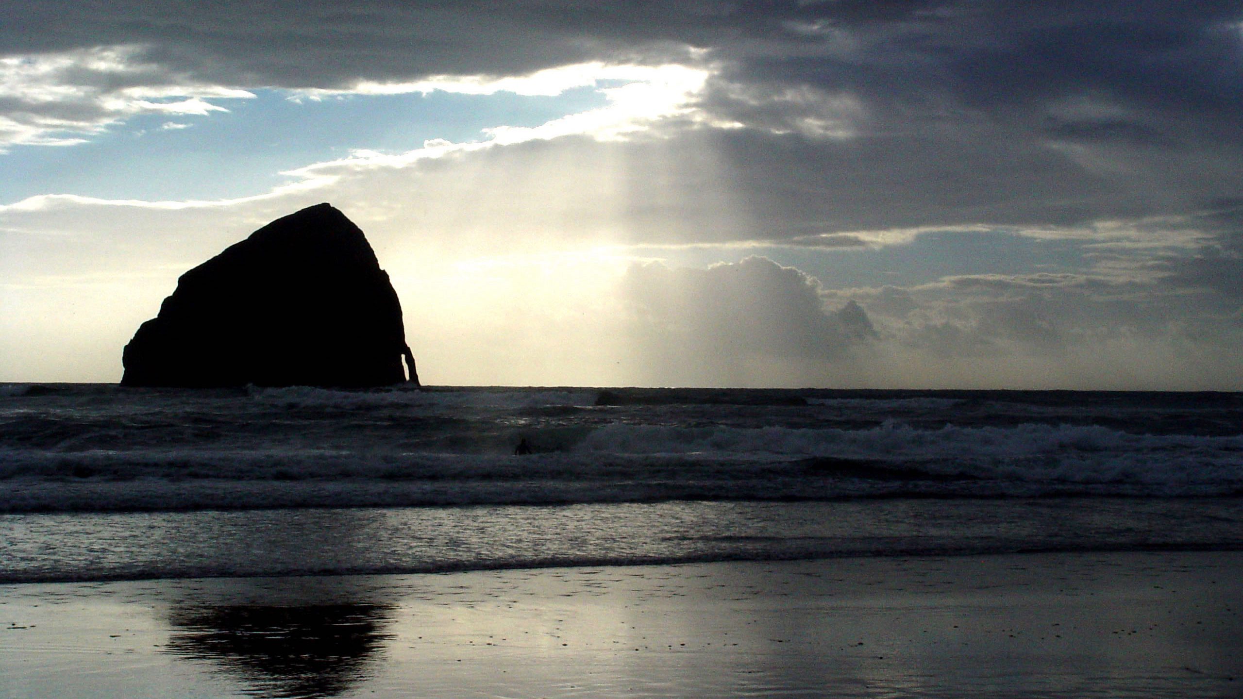 Haystack Rock – Oregon Coast Stormy Silhouette