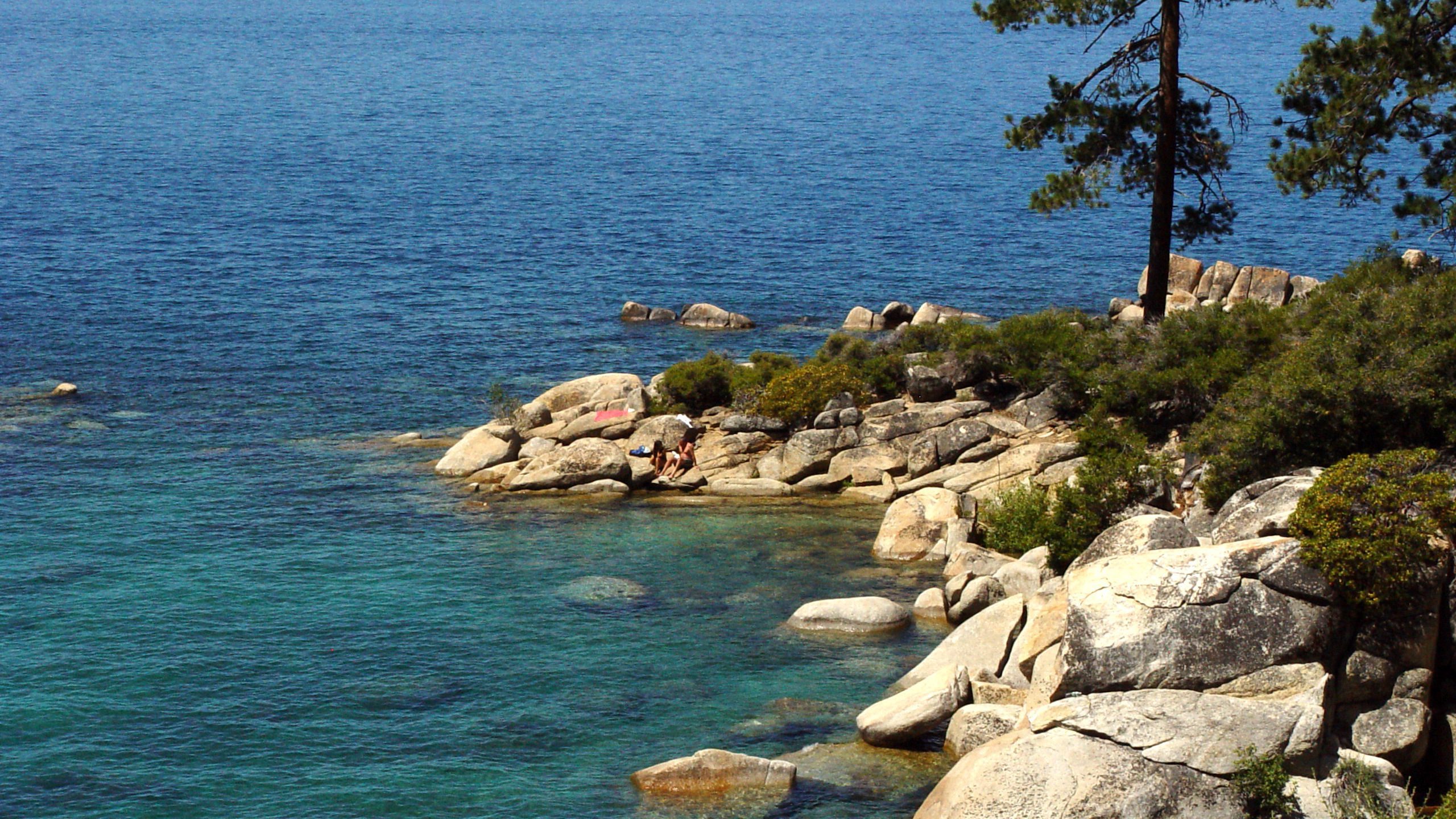 Lake Tahoe Rocky Shore with Clear Blue Water – QHD Wallpaper