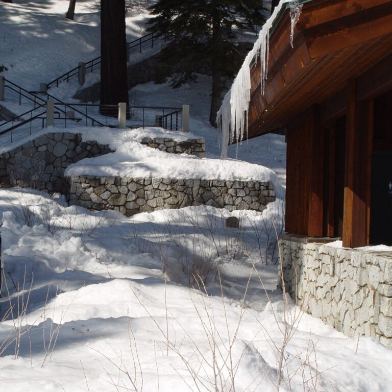 Winter Cabin with Icicles and Snow Roof HD Wallpaper