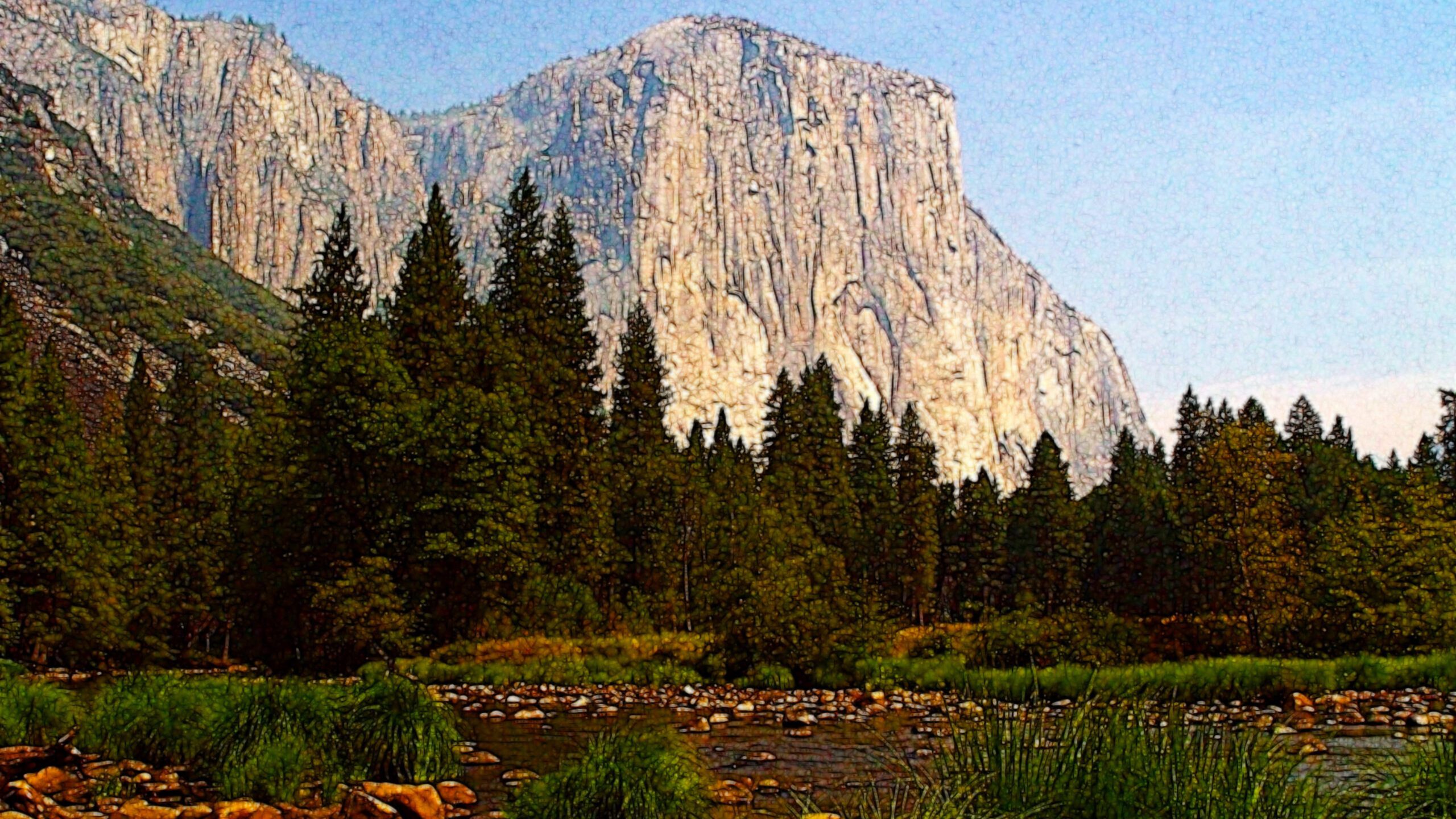 Yosemite Valley with El Capitan and River Artistic 4K Wallpaper