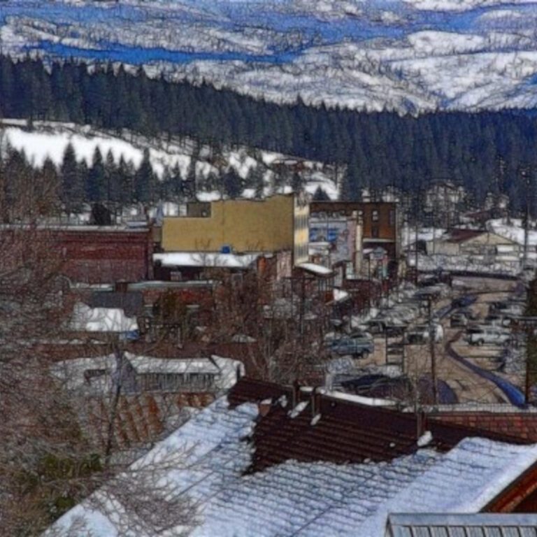 Downtown Truckee Winter View – Snow Mountain Square Wallpaper