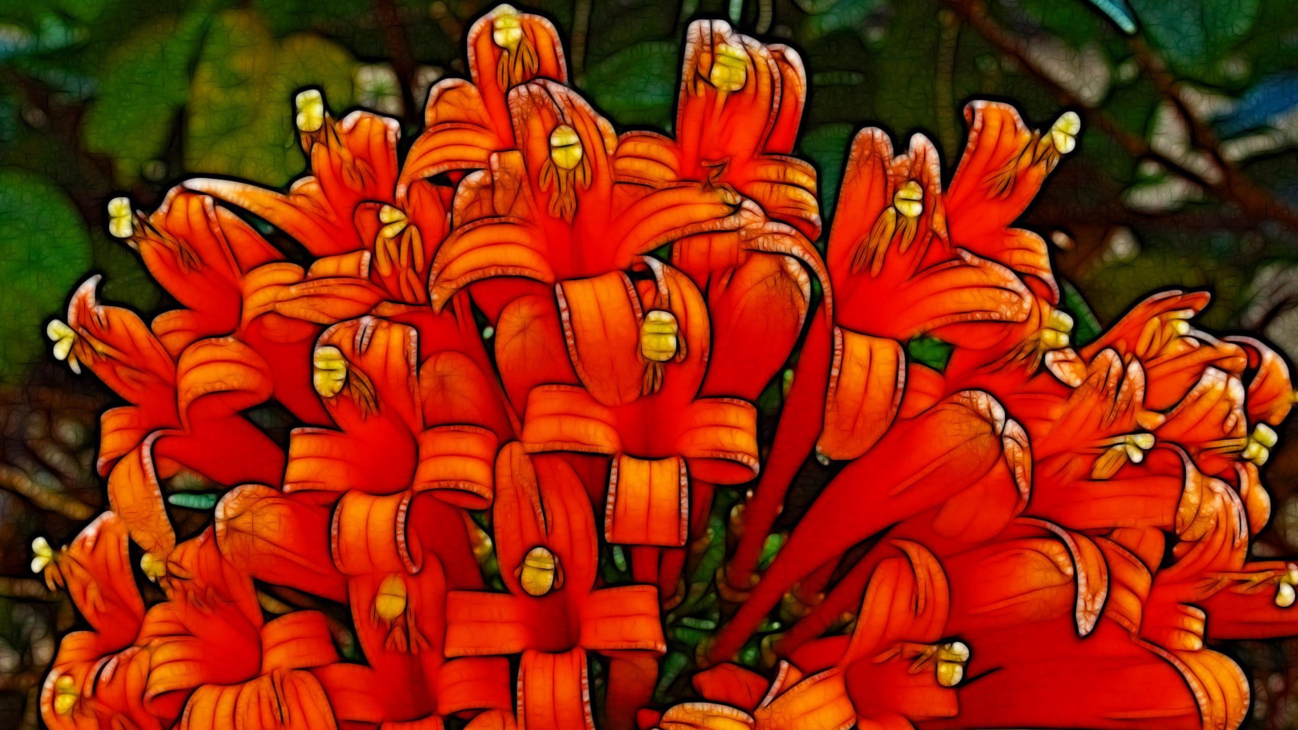 Orange Lily Bloom – Abstract Artistic Close-Up QHD Wallpaper