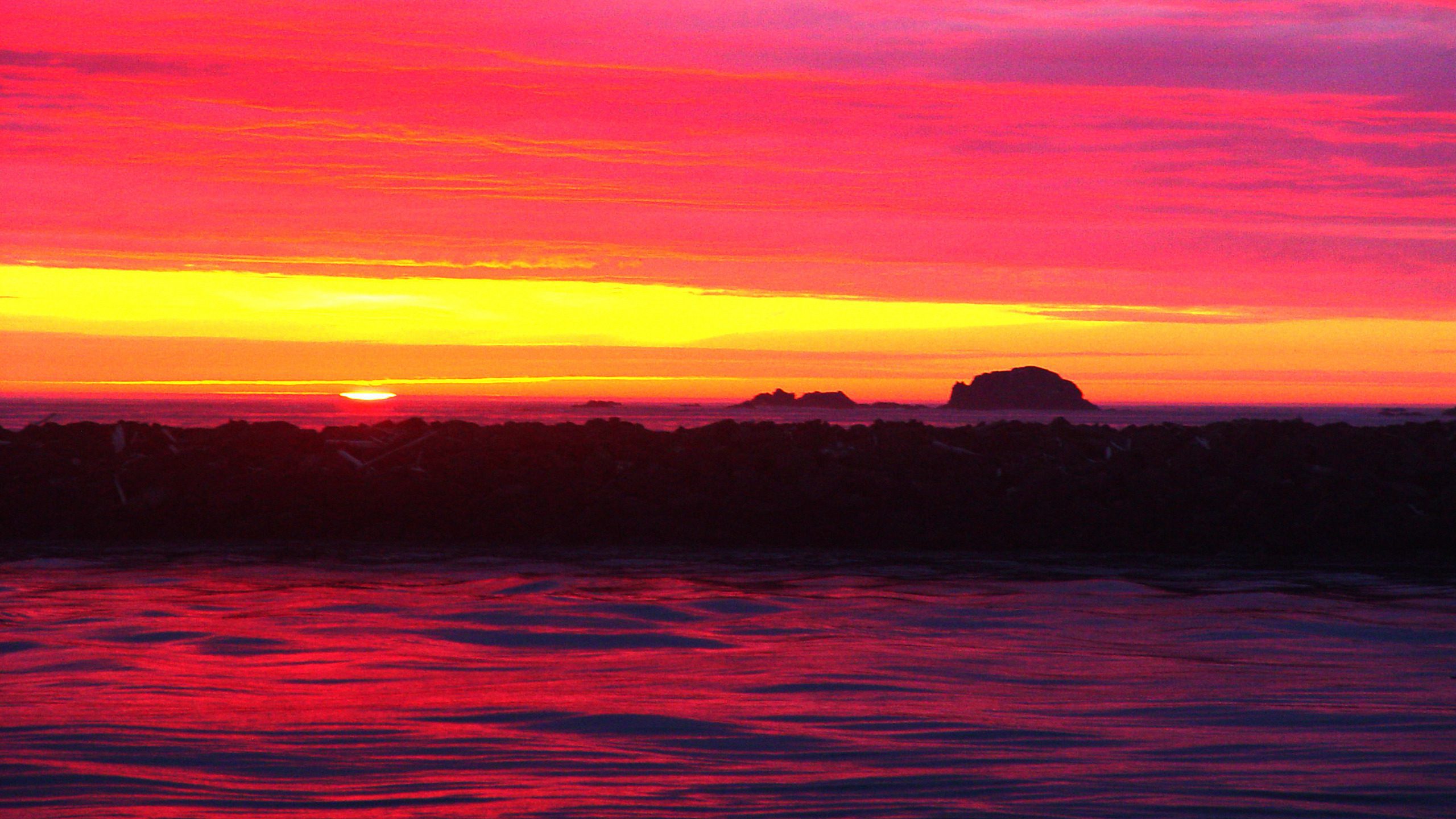 Neon Pink and Orange Ocean Sunset
