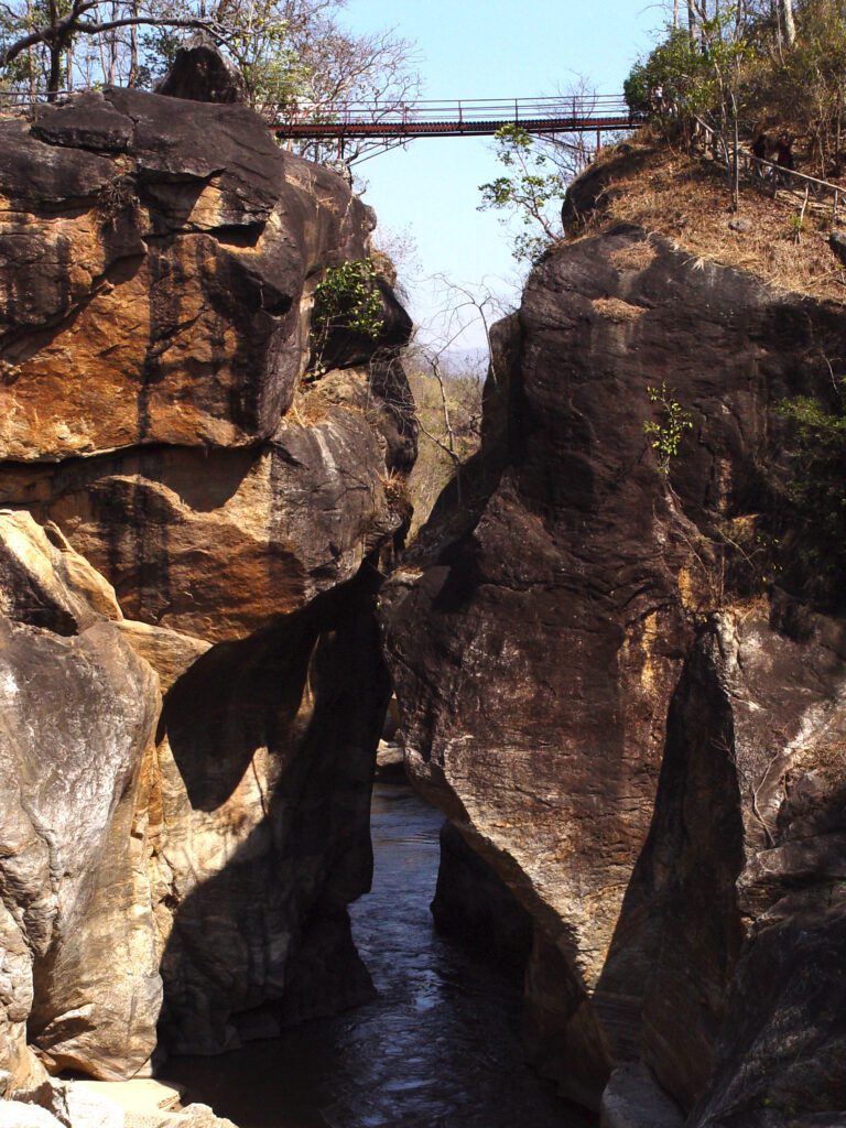 Rock Canyon River and Bridge in Thailand – Nature Wallpaper