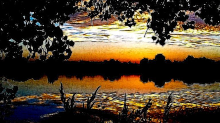 Sunset Reflection Silhouette – Artistic Lake Scene