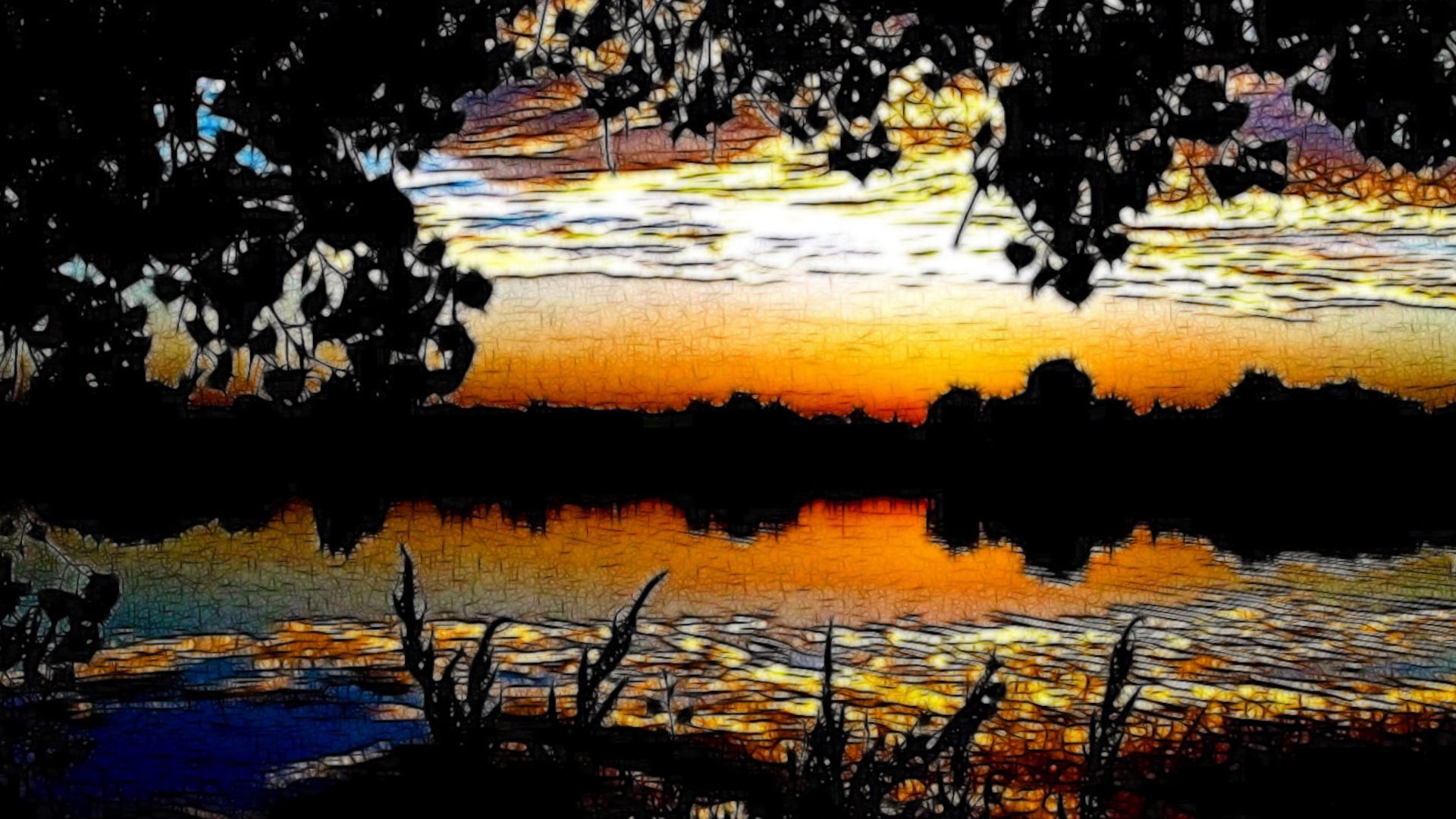 Sunset Reflection Silhouette – Artistic Lake Scene