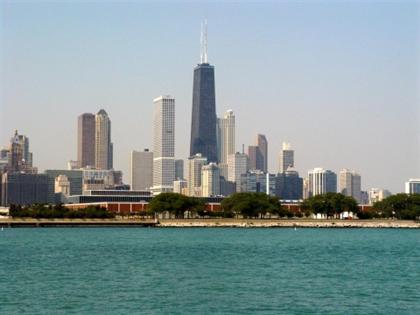 Chicago skyline viewed from Lake Michigan during a memorable visit with my sister.