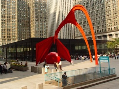 Alexander Calder's Flamingo sculpture in downtown Chicago.