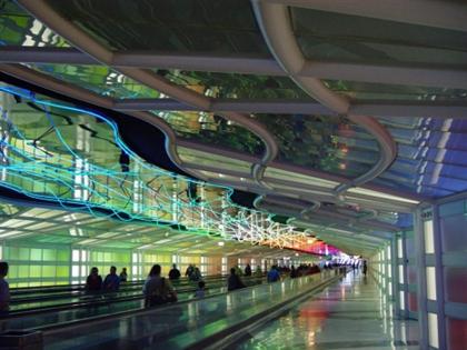 Michael Hayden's Sky's the Limit neon sculpture at O'Hare International Airport.