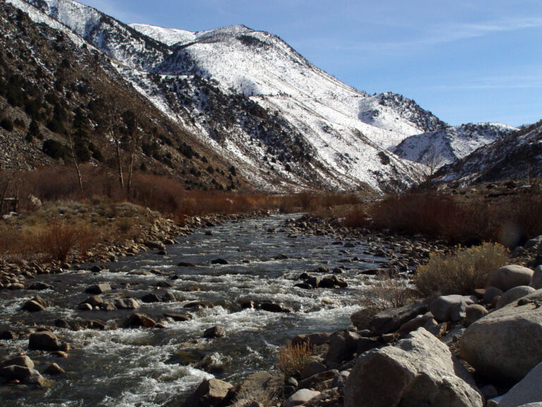 Snowy Mountain River Canyon Landscape