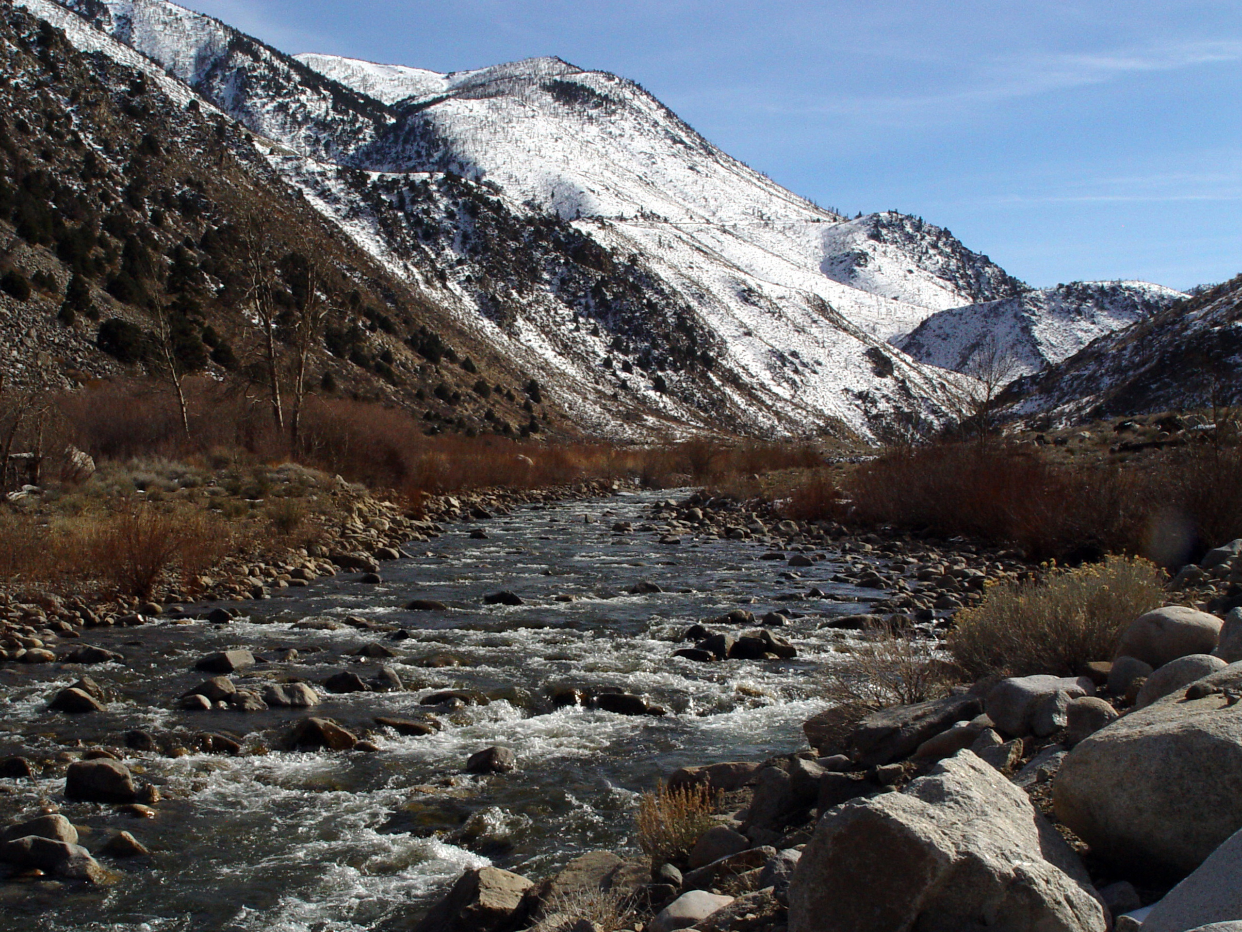 Snowy Mountain River Canyon Landscape